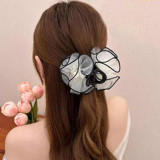 Faux Pearl Ruffle Trim Hair Tie