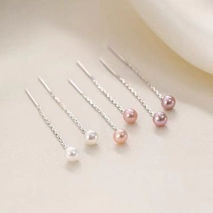 Faux Pearl Sterling Silver Threader Earring