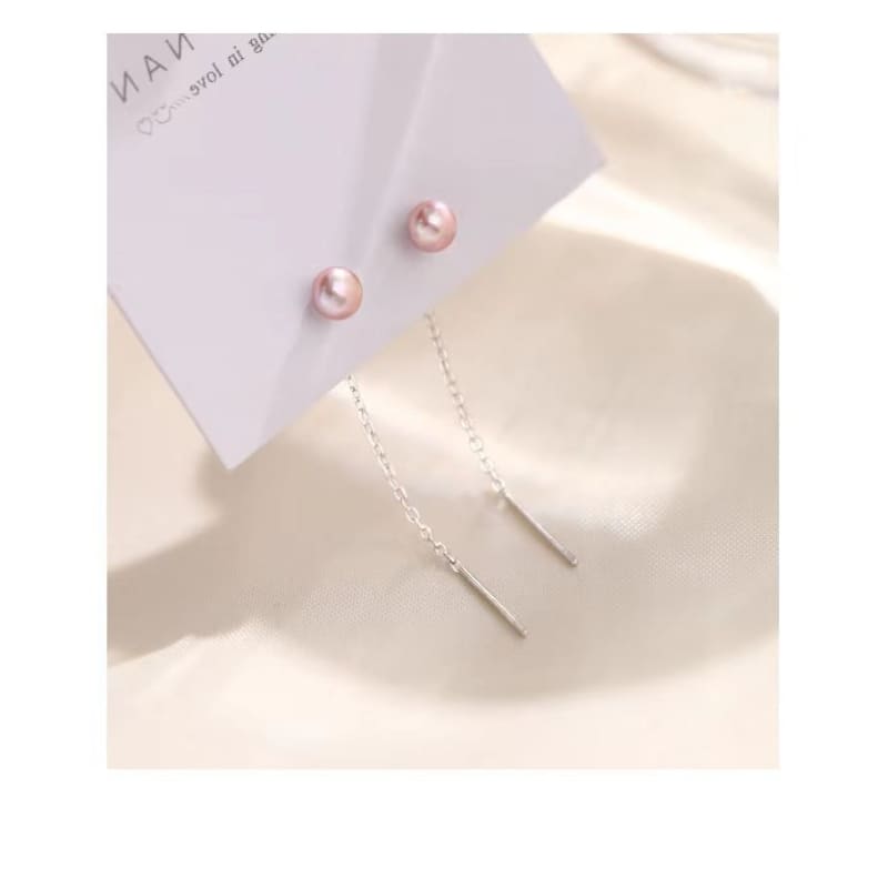 Faux Pearl Sterling Silver Threader Earring