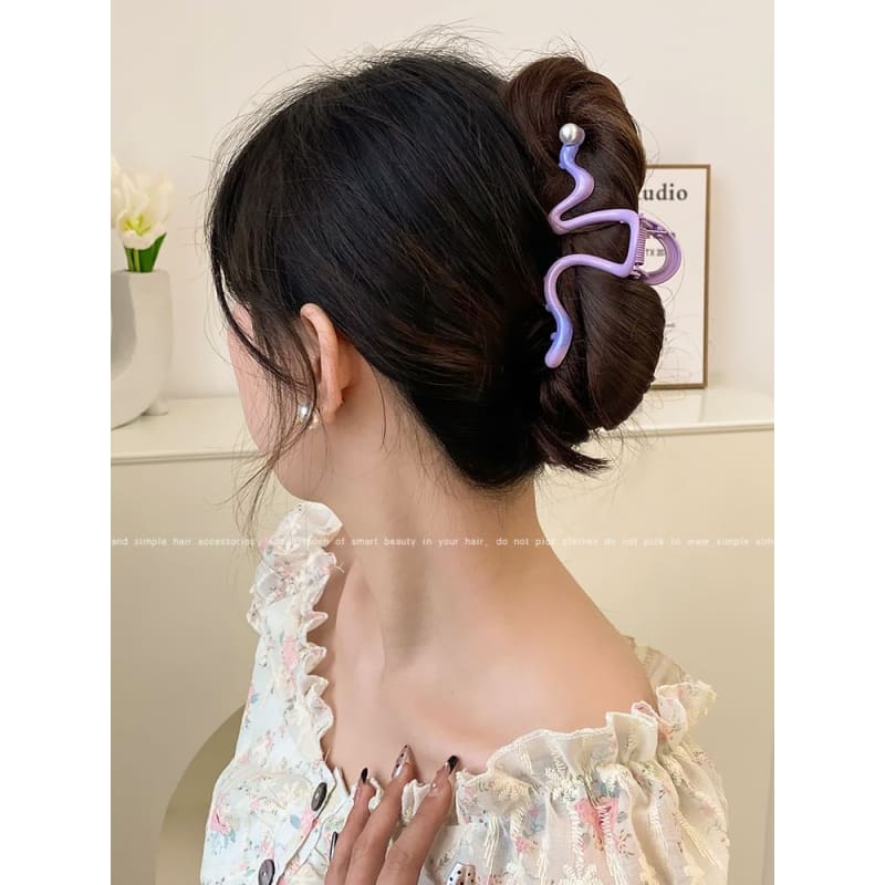 Faux Pearl Wavy Alloy Hair Clamp