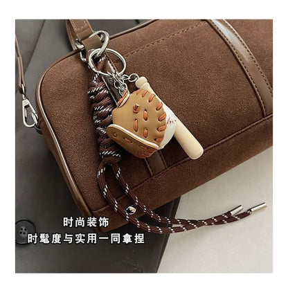 Faux Suede Top Handle Crossbody Bag / Baseball Charm / Set