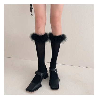 Feather Accent Tall Socks