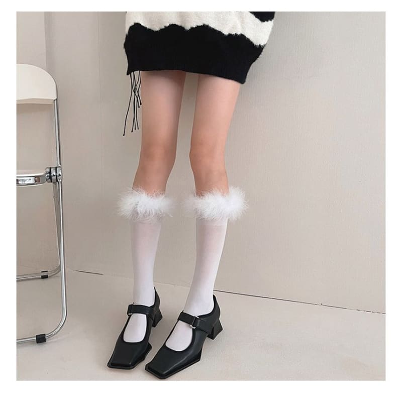 Feather Accent Tall Socks