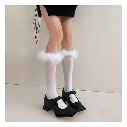 Feather Accent Tall Socks