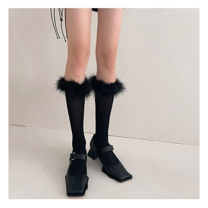 Feather Accent Tall Socks