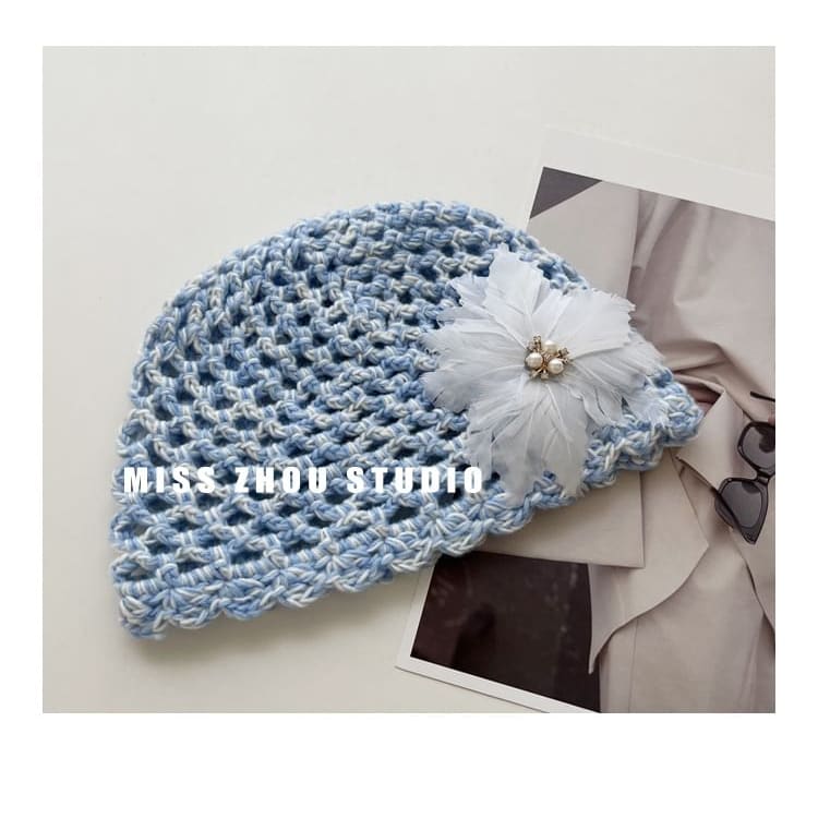 Feather Crochet Knit Hat