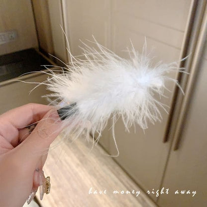 Feather Hair Clip / Set - HN0142 - 1 Pc - White / One Size