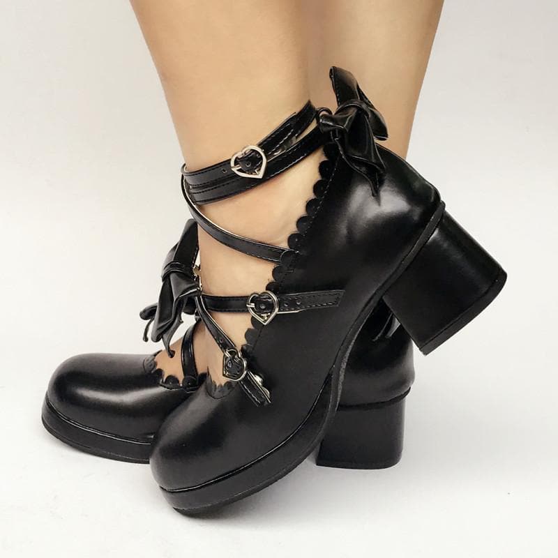 Lolita Made Black SP168083 Custom Shoes Cute Bow