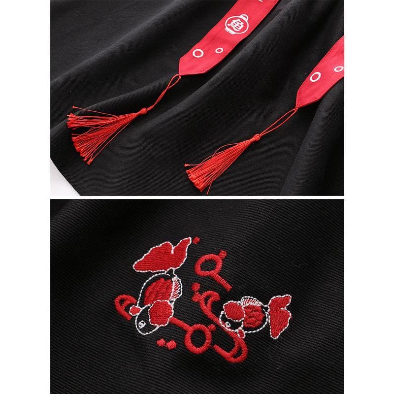 Fish Embroidery Tassels A-line Skirt