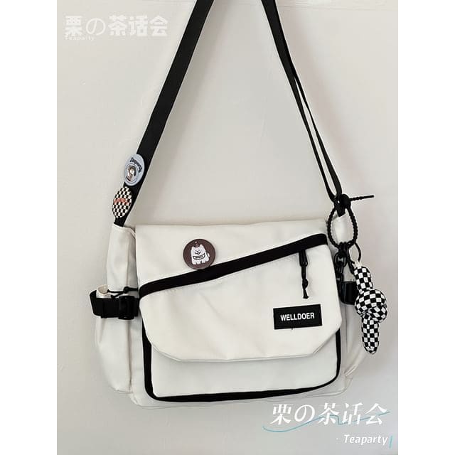 Flap Buckle Messenger Bag - With Checker Knot Charm