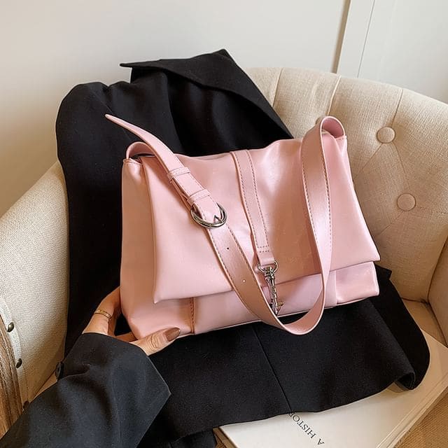 Flap Buckle Tote Bag - Pink / One Size