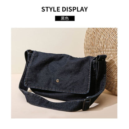 Flap Denim Crossbody Bag