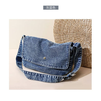 Flap Denim Crossbody Bag