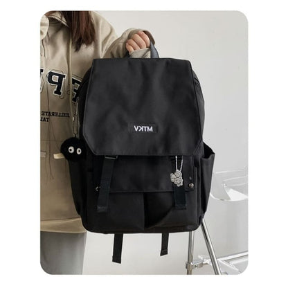 Flap Lettering Embroidered Waterproof Backpack