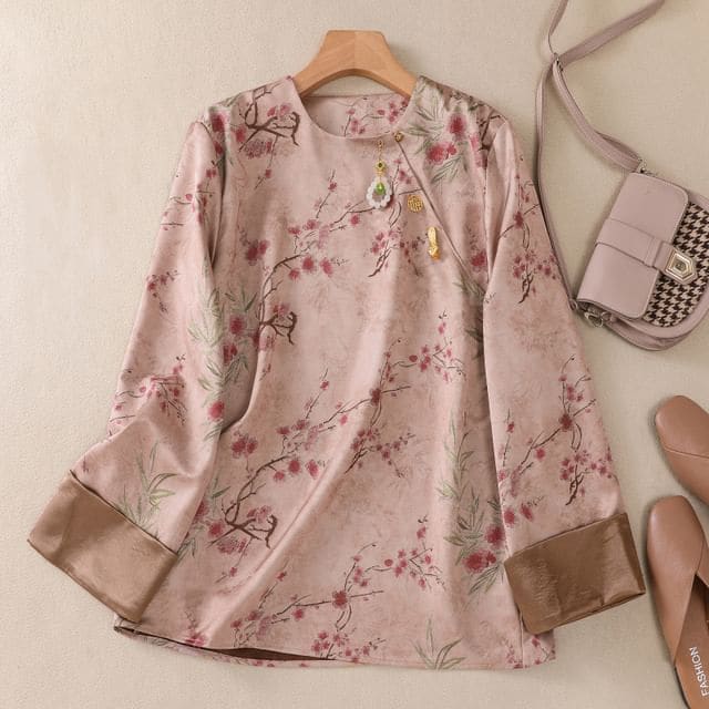 Flared-Sleeve Floral Blouse