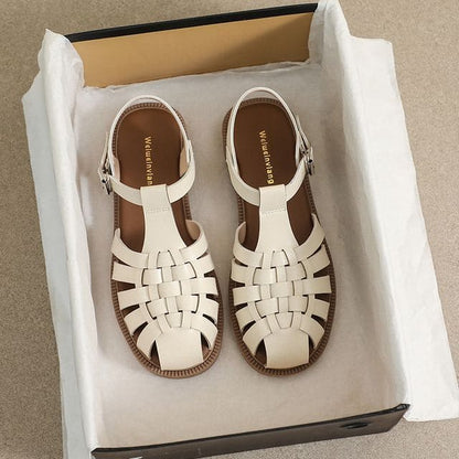 Flat Gladiator Sandals - Almond / 35