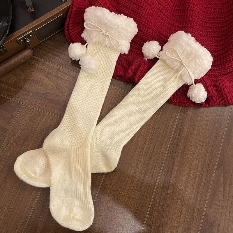 Fleece Lined Pom Pom Leg Warmer