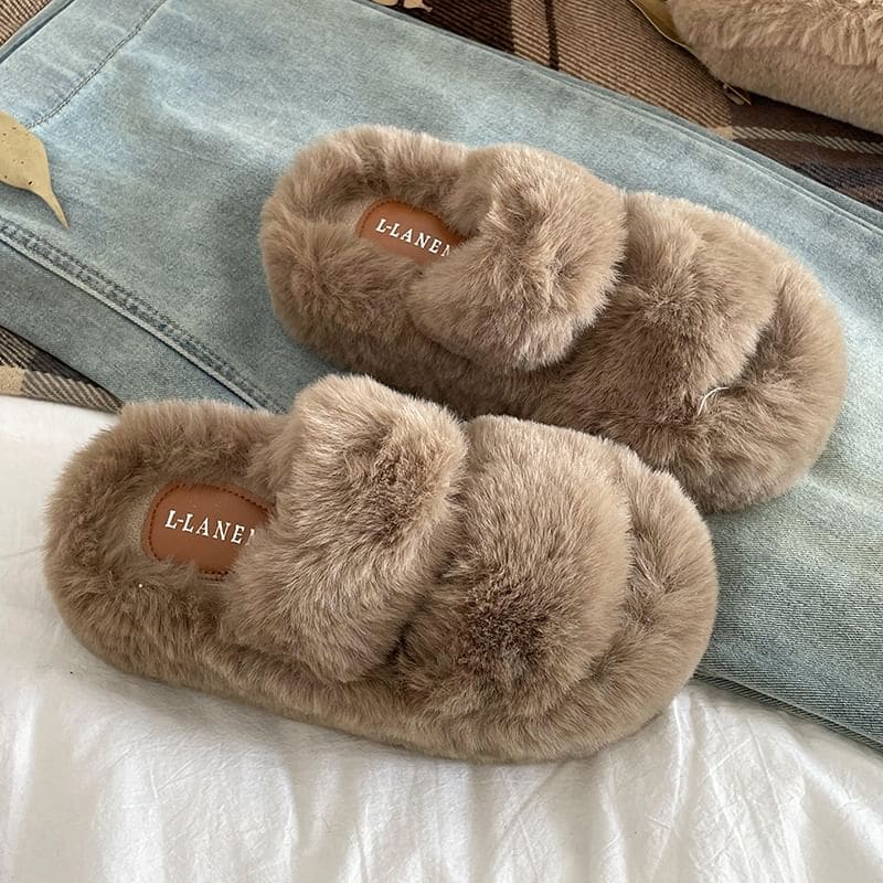 Fleece Plain Slide Sandals