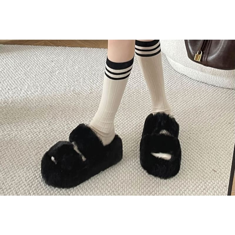 Fleece Plain Slide Sandals