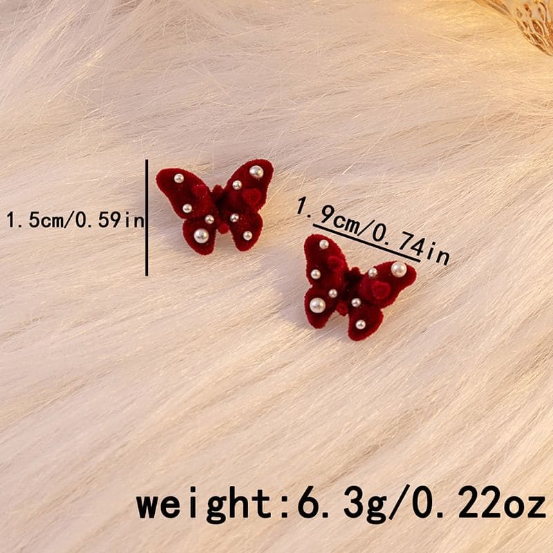 Flocking Bow / Butterfly Stud Earring