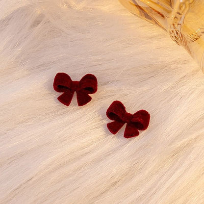 Flocking Bow / Butterfly Stud Earring