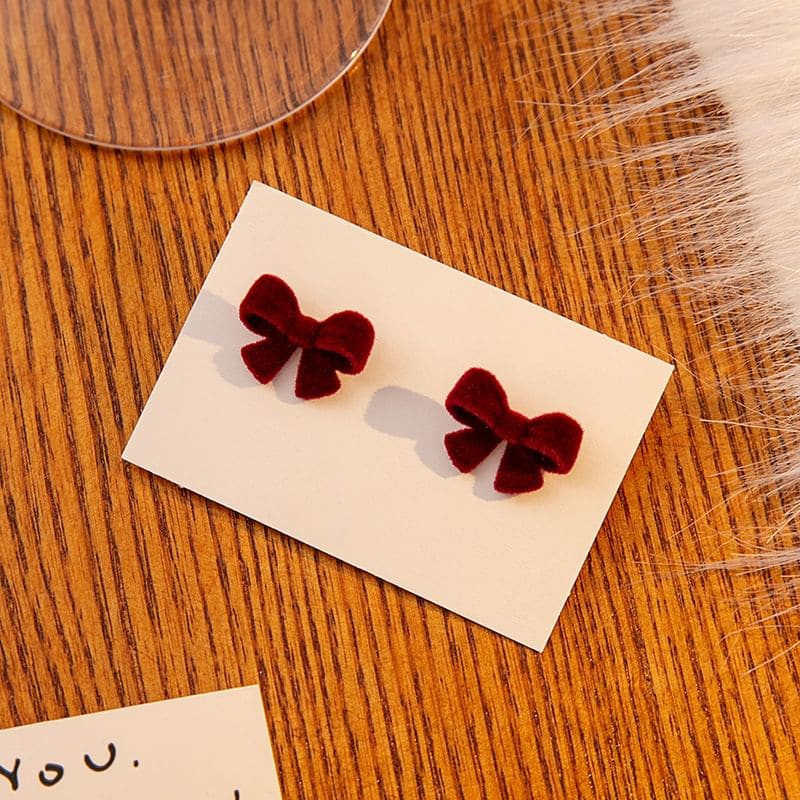 Flocking Bow / Butterfly Stud Earring