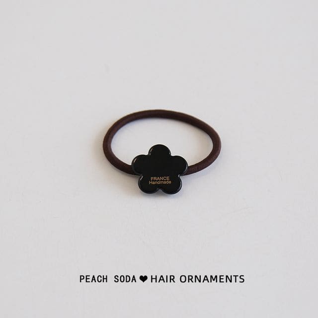 Floral Acetate Hair Tie - Black / One Size