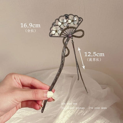 Floral Acrylic Alloy Hair Stick - Fun - Gunmetal / One Size