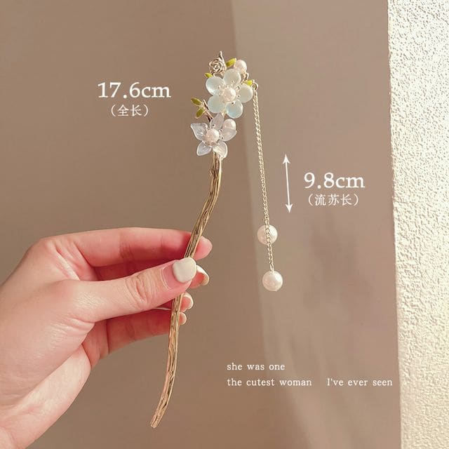 Floral Acrylic Alloy Hair Stick - Light Blue & Light Purple