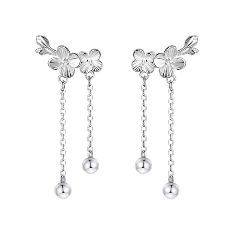 Floral Alloy Asymmetrical Dangle Earring