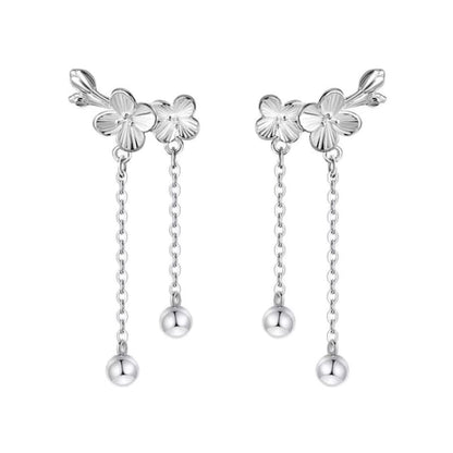 Floral Alloy Asymmetrical Dangle Earring