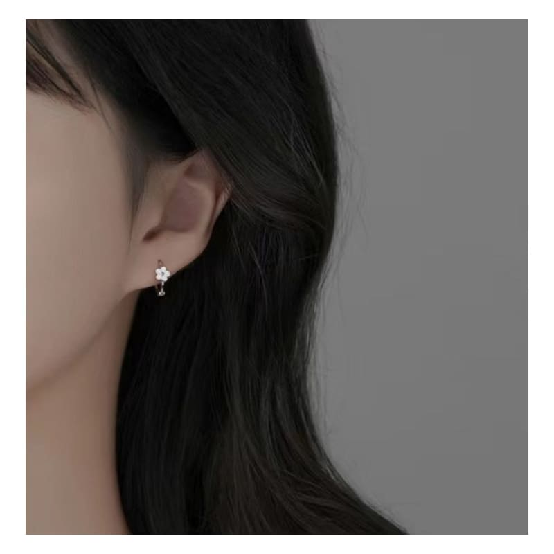 Floral Alloy Huggie Earring