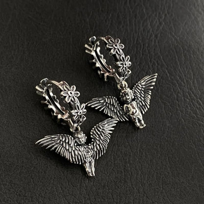 Floral Angel Earrings - Standart / Silver - earrings