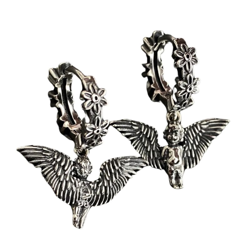 Floral Angel Earrings - Standart / Silver - earrings