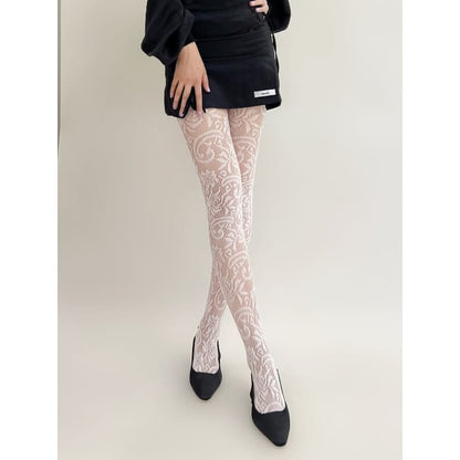 Floral Blossom Lace Tights - Tights