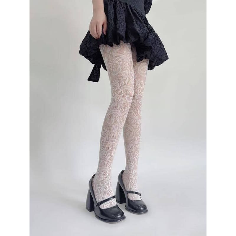 Floral Blossom Lace Tights - Tights