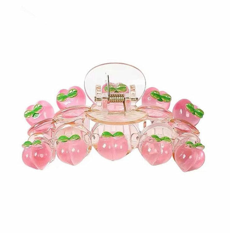 Floral Bow Hair Claw - Transparent peach - Other