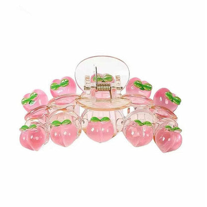 Floral Bow Hair Claw - Transparent peach - Other