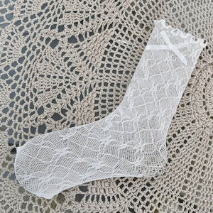 Floral Bow Lace Socks - White - socks