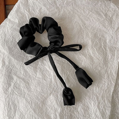 Floral Bow Satin Scrunchie