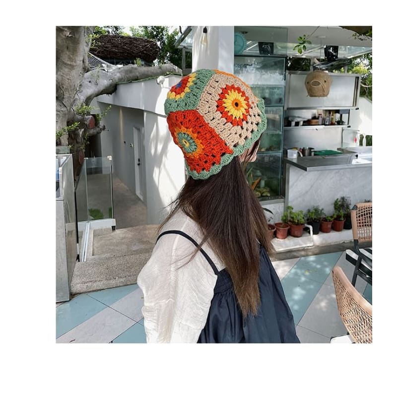 Floral Crochet Knit Hat