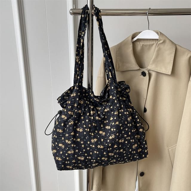 Floral Drawstring Shopper Bag / Neckerchief / Set