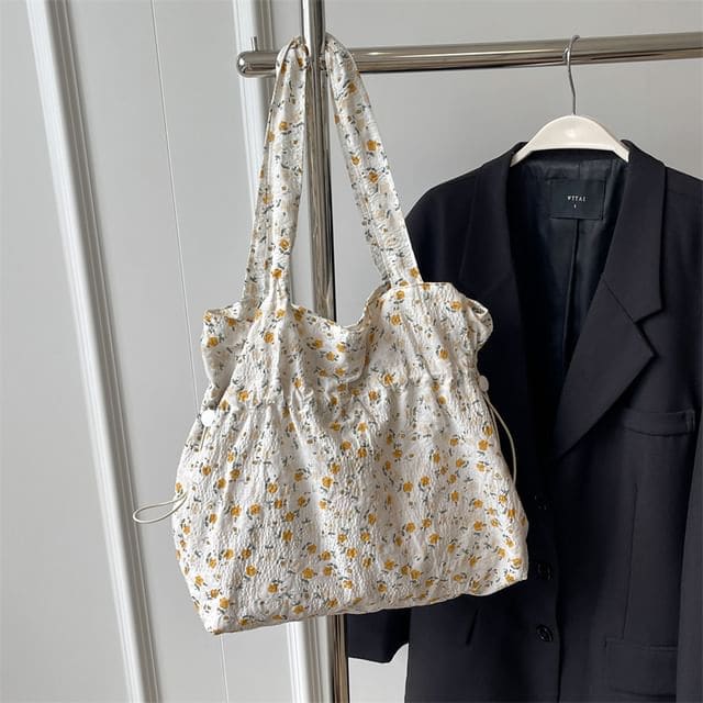 Floral Drawstring Shopper Bag / Neckerchief / Set