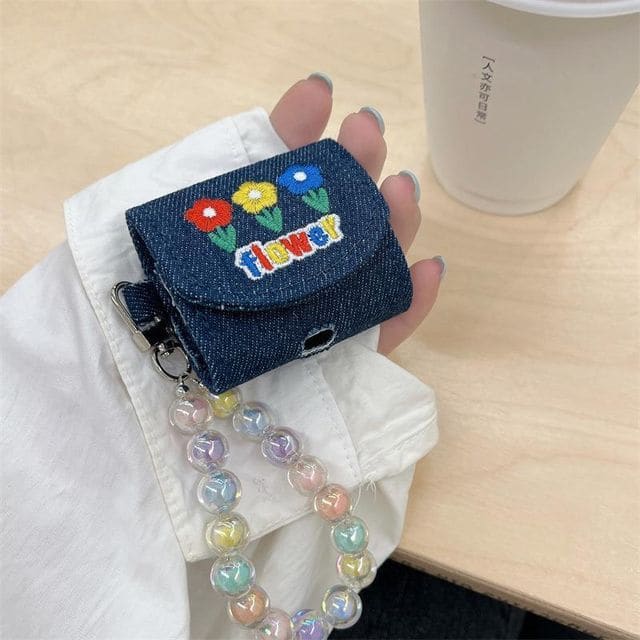 Floral Embroidered Denim AirPods / Pro Earphone Case Skin