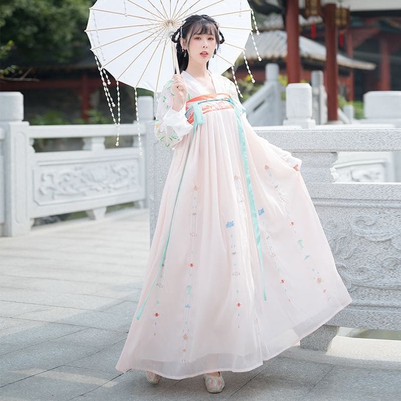 Floral Embroidered Hanfu Costume Set