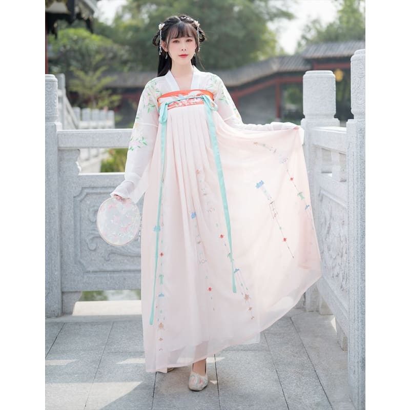 Floral Embroidered Hanfu Costume Set