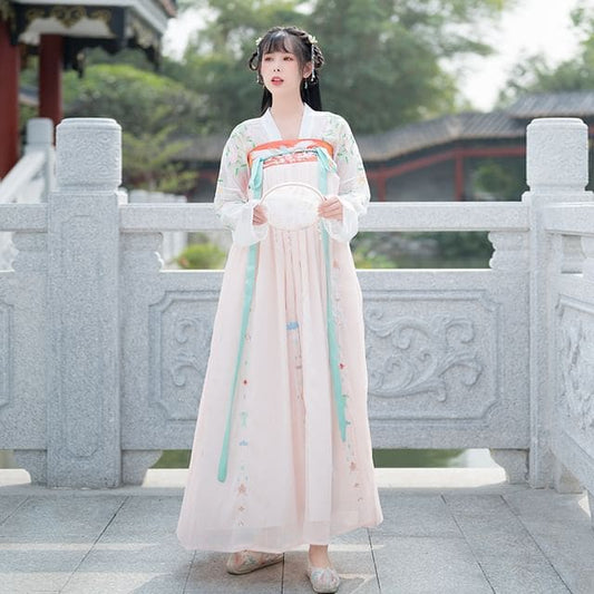 Floral Embroidered Hanfu Costume Set