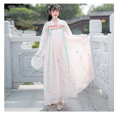 Floral Embroidered Hanfu Costume Set