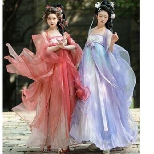 Floral Embroidered Hanfu Long Top / Spaghetti Strap Maxi