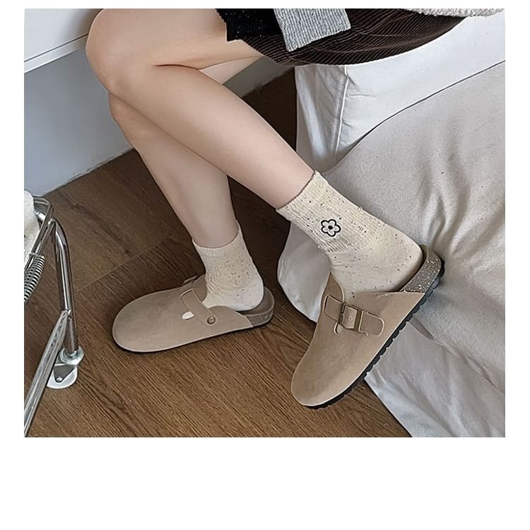 Floral Embroidered Melange Short Socks Set